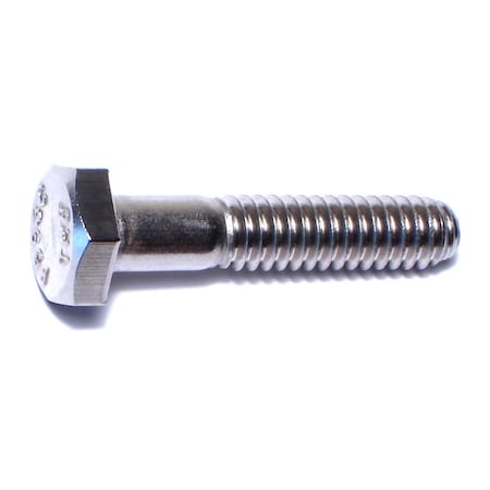 Midwest Fastener 18-8, 1/4"-20 Hex Head Cap Screw, Plain Stainless Steel, 1-1/4 in L, 50 PK 50523